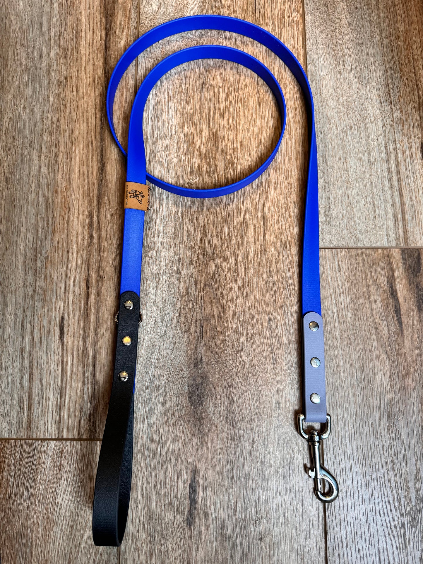 Cobalt Blue, Black, and Grey BioThane® Dog Leash