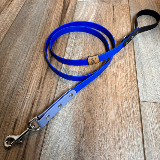 Cobalt Blue, Black, and Grey BioThane® Dog Leash