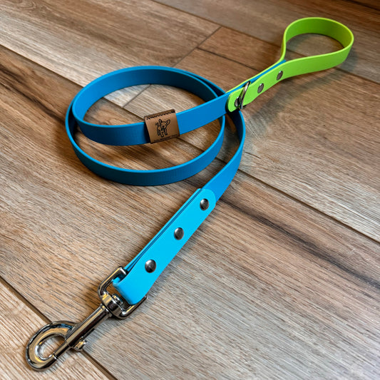 Indigo, Sky Blue, and Lime Green BioThane® Dog Leash