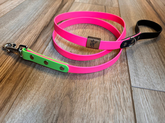 Hot Pink, Lime Green, and Black BioThane® Dog Leash